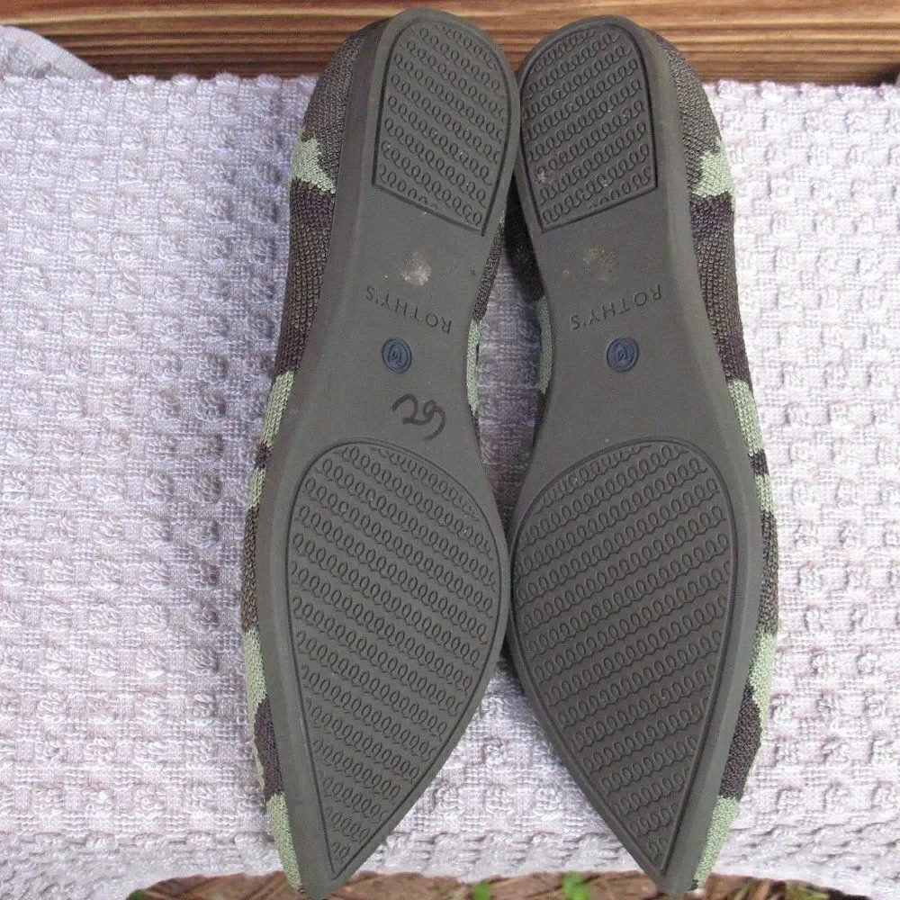 Rothy's The Point Olive Limited Edition Camo Flats Loafers